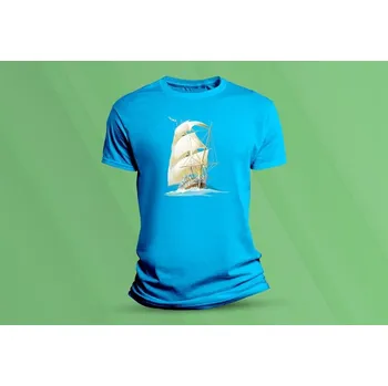 Chlapecké tričko Dětské bavlněné tričko Plachetnice. velikost 140 Azurová