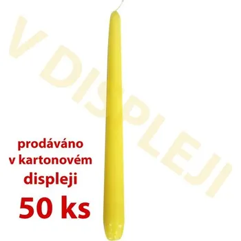 Svíčka SVÍČKA KÓNICKÁ DISPL.50 KS,18,5X2,3CM PARAF.ŽLUTÁ