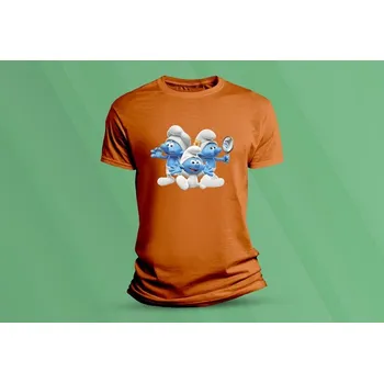 Dětské bavlněné tričko Šmoulové 3. velikost 128 (7-8 let) Oranžová