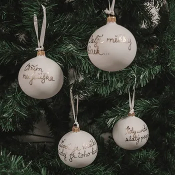 Vánoční ozdoba Glassor Set vánočních ozdob Nikol Kaštylové 8 cm bílé/zlaté 4 ks