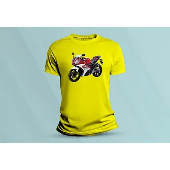 Chlapecké tričko Dětské bavlněné tričko Yamaha R15 červená. Žlutá velikost 152