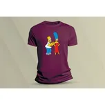 Dětské bavlněné tričko Homer a Marge Simpsonovi. Vínová velikost S