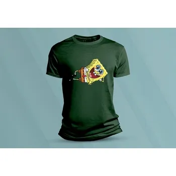 Dětské bavlněné tričko SpongeBob 2. velikost 152 Lahvově zelená