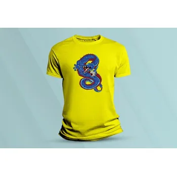 Dětská móda Dětské bavlněné tričko Čínský drak 2. Žlutá velikost 128 (7-8 let)