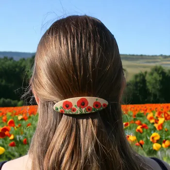 Ozdoba do vlasů art-wood.cz Dřevěná spona do vlasů - vlčí mák