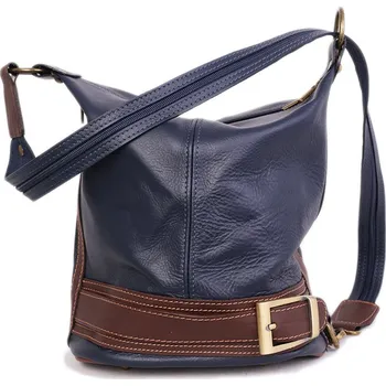 Kabelka ITALSKÉ Dámské modré kožené kabelky crossbody Alena