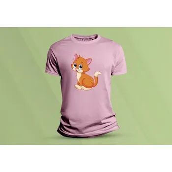 Dětské bavlněné tričko Kočička 8. Růžová velikost 128 (7-8 let)