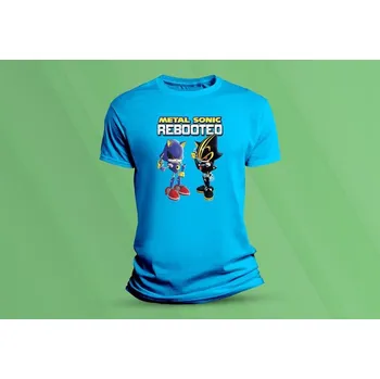 Dětské bavlněné tričko Metal Sonic. velikost 128 (7-8 let) Azurová