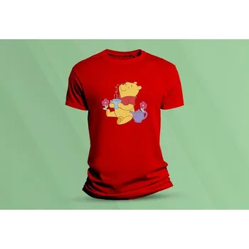 Dětské bavlněné tričko Medvídek Pů 4. Červená velikost 152 (12-13 let)