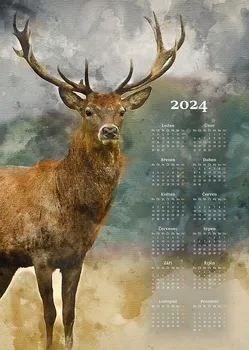 Utěrka Matějovský Textilní kalendář 2024 50 x 70 cm jelen