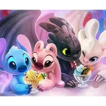 Diamantové malování Lilo & Stitch Diamantové malování - motivy z oblíbené kreslené pohádky "Lilo a Stitch"- hranaté diamanty III Rozměry: 20x25 cm, Varianta: P