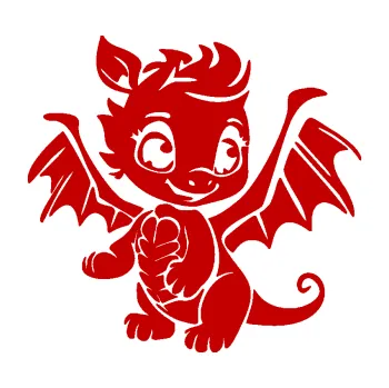 Samolepicí dekorace na vozidlo Dragon 054 pravá roztomilý dráček (18 - tmavě červená) SAMOLEPKA NA AUTO, NÁLEPKA, FÓLIE, POLEP, TUNING, VLASTNÍ TEXT, TISK, AUTOSAMOLEPKY.cz, POLEPY, OBRÁZEK, LOGO, 3D STICKERS