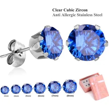 Náušnice Zirkonové náušnice Luxusteel | sada 6 párů - modrá stříbrná