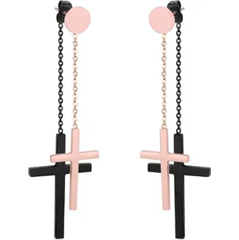 Náušnice Unisex náušnice s křížem z chirurgické oceli - 192B