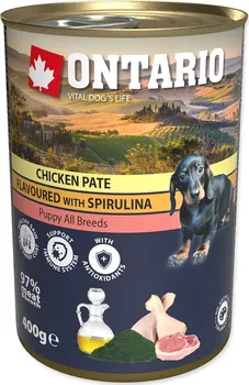 Krmivo pro psa Ontario Puppy konzerva Chicken Pate with Spirulina/Pork