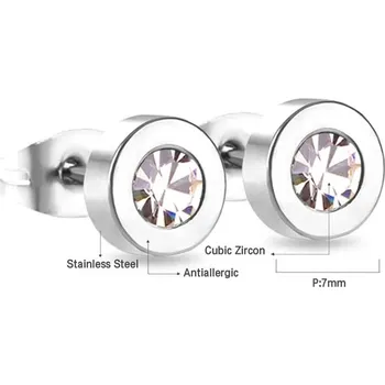 Náušnice Luxusní nerezové náušnice s kamínky - Push-back-200003763