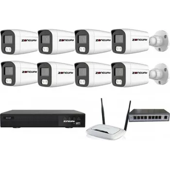 Kompletní kamerový systém 4MPx kamerový IP POE set - 8x NC865+, POE switch 8 + 1| ZONEWAY 8-NC865+3016