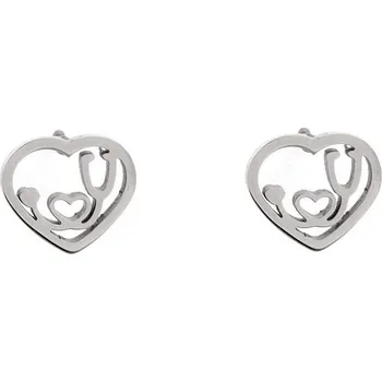 Náušnice Náušnice z nerezové oceli, barva 1 stříbrná srdce