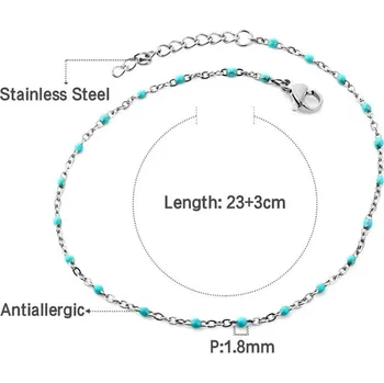 Šperk Barevný náramek na nohu z chirurgické oceli - modrá stříbrná