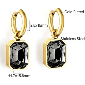 Náušnice Luxusní nerezové náušnice s krystaly - 7080BG