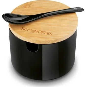 Cukřenka Cukřenka se lžičkou 350ml, porcelán/bambus, černá