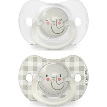 dudlíky Suavinex Šidítko Den/Noc fyziologické silikon 0-6 m 2 ks Šedý slon