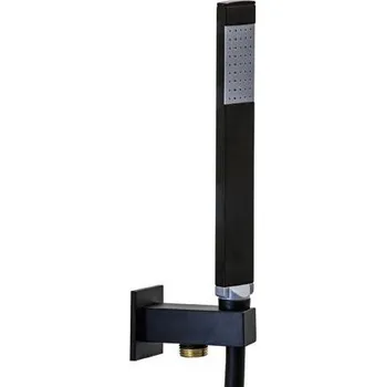 Sprchová hlavice Paffoni Ringo West - Set sprchové hlavice QUADRO, držáku a hadice, matná černá ZDUP095NO