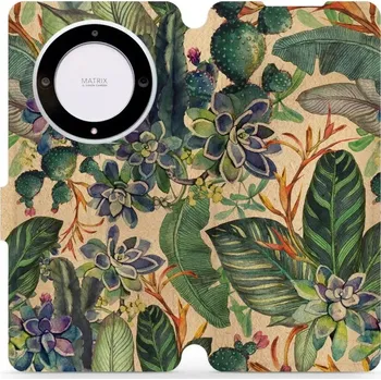 Pouzdro na mobilní telefon Flipové pouzdro Mobiwear - Honor Magic5 Lite 5G - VP05S Sukulenty (Knížkové flip pouzdro, obal, kryt na mobil Honor Magic5 Lite 5G - VP05S Sukulenty, materiál Umělá kůže + TPU - ochrana 360°, stojánek, silikonová vanička, magnetické zavírání)