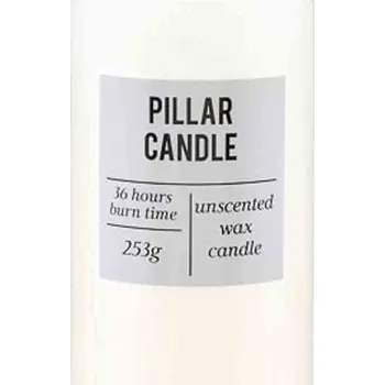 Bílá svíčka bez parfémace - sloupová 12 x 6 cm (36 hodin hoření)