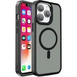 Matte gelový obal s pevnými zády a MagSafe na iPhone 15 Pro Max - černý