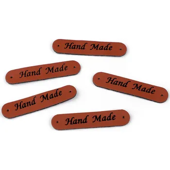 Nášivka / štítek z eko kůže Hand Made 10x48 mm