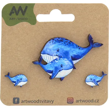 Brož art-wood.cz Dřevěná brož + náušnice - velryby