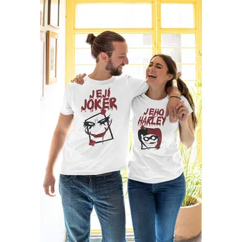 Pánské tričko Tričká pro páry Joker a Harley Barva: Bílá, Dámska velikost: L, Pánska velikost: M