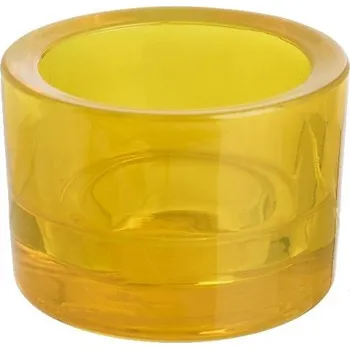 Svícen Svícen sklo 57x83mm žlutý na mal./velkou čajovou svíčku 400 gram