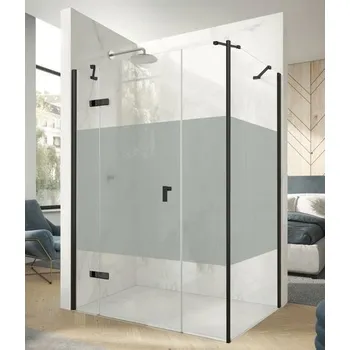 Hüppe Astra Dveře křídlové levé, 150 cm, černý profil/sklo Privatima PX0304.123.375