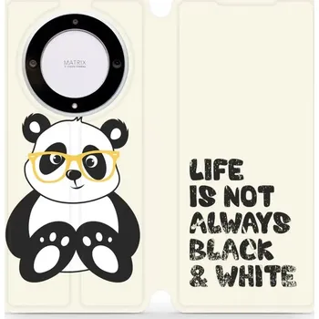 Pouzdro na mobilní telefon Flipové pouzdro Mobiwear - Honor Magic5 Lite 5G - M041S Panda - life is not (Knížkové flip pouzdro, obal, kryt na mobil Honor Magic5 Lite 5G - M041S Panda - life is not, materiál Umělá kůže + TPU - ochrana 360°, stojánek, silikonová vanička, magnetické)