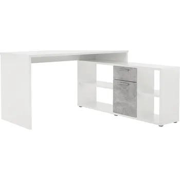 Psací stůl PC stůl, bílá / beton, NOE NEW