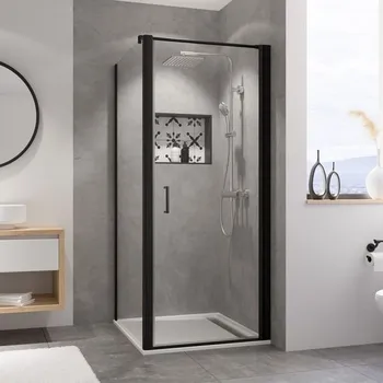 ROSS D1 Kombi Black 80x80x190 cm - čtvercová sprchová zástěna Lze instalovat na vaničku nebo přímo na podlahu