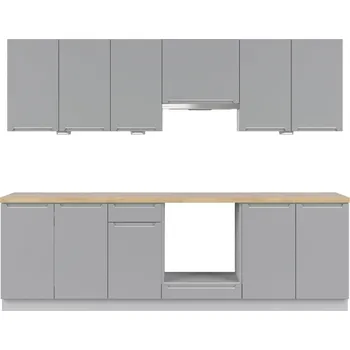 Kuchyňská linka Black Red White Iris 260/260 šedá grenola/ferro