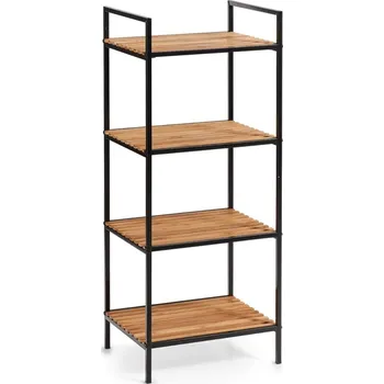 Obývací pokoj Koupelnový regál se 4 policemi, bambus/kov, černý 18725