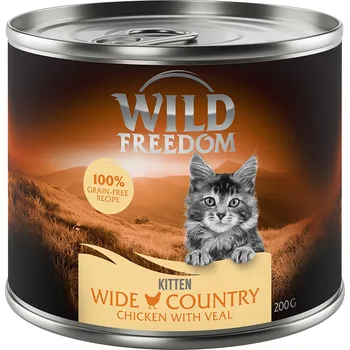 Krmivo pro kočku 6x200g Wild Freedom Kitten "Wide Country" - telecí & kuřecí