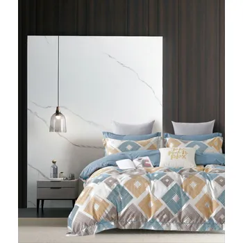 Povlečení Bavlissimo 3-dílné flanelové povlečení s kosočtverci oranžové, modré a hnědé