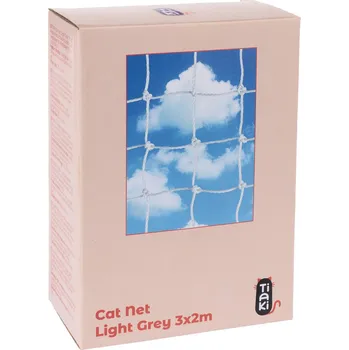 Hračka pro kočku TIAKI bezpečnostní síť pro kočky s drátěnou výztuhou, světle šedá 3x2m