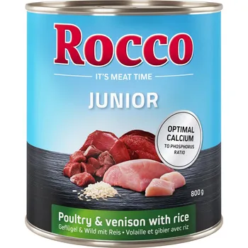 Krmivo pro psa 6x800g Rocco Junior - drůbeží se zvěřinou a rýží