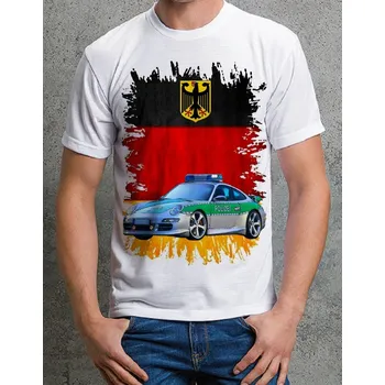 Pánské tričko tričko policie Německo II. 134 (POLICIE tričko s policejním autem)