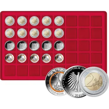 Obal pro sběratelský předmět Lindner Plato s 40 poli do 34 mm Barva: Červená