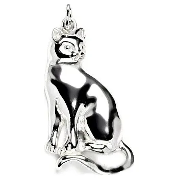 Přívěsek Stříbrný přívěsek kočička sedící - P997 (Stříbrná sedící kočka)