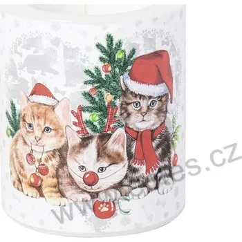 Svíčka IHR CAT MAS velká dekorativní svíčka vánoční kočky u stromečku