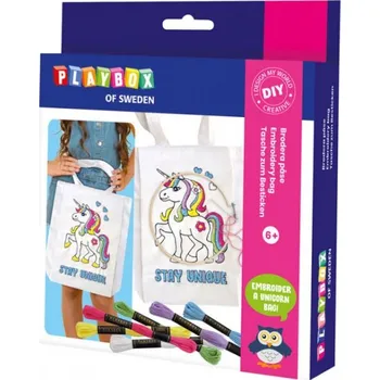 kreativní sada Playbox Kreativní DIY sada vyšívání taška s jednorožcem