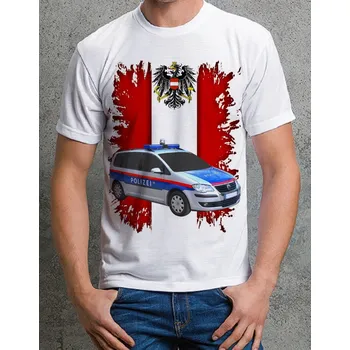 Pánské tričko tričko policie Rakousko XXL (POLICIE tričko s policejním autem)